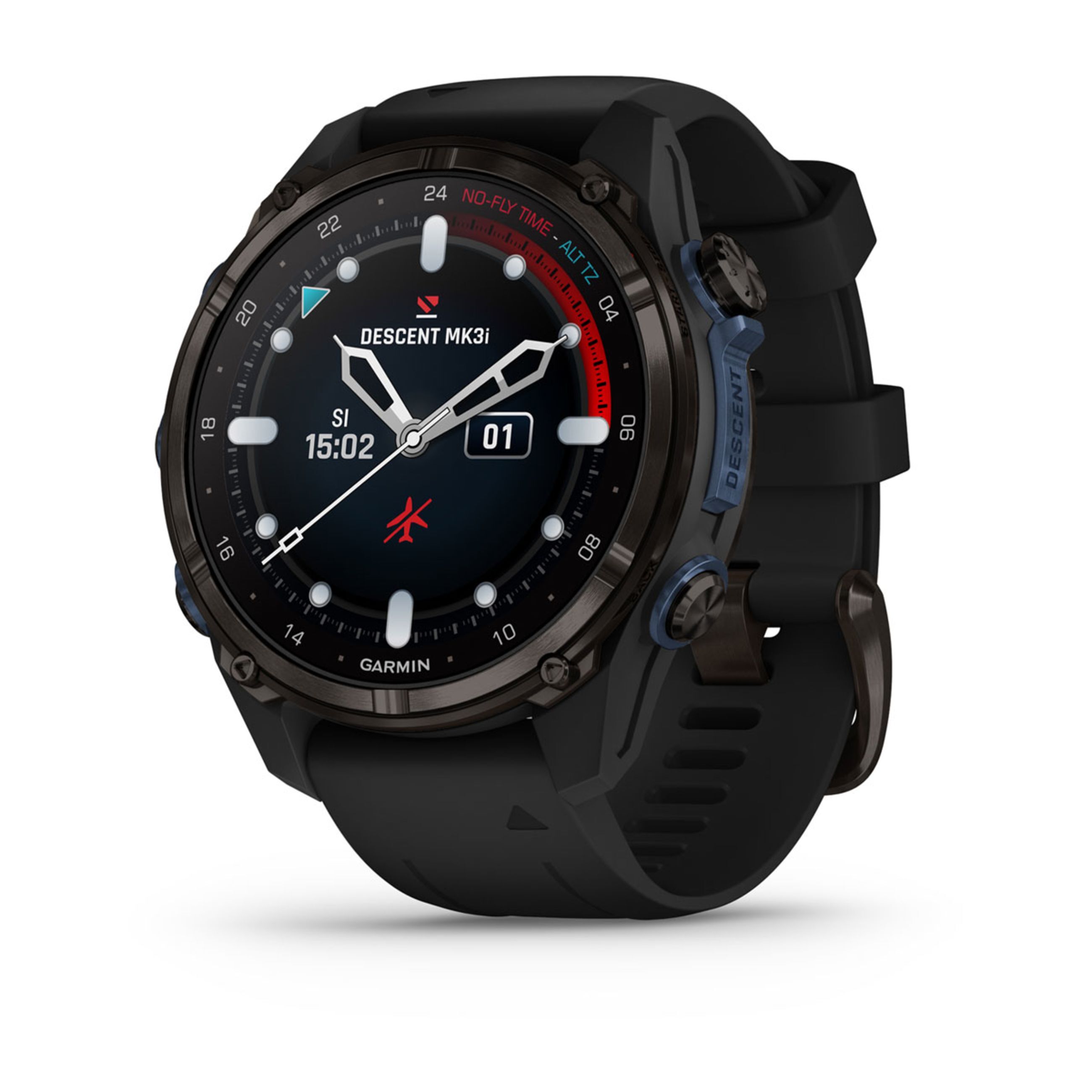 Descent Mk3 – 43 Mm - Carbon Gray Dlc Titanium With Black Silicone Band
