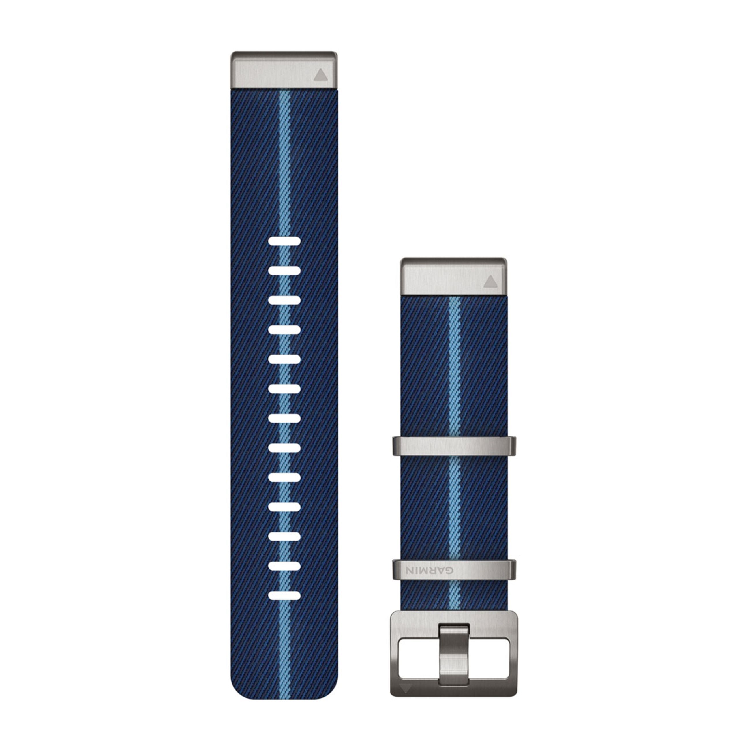 Quickfit 22 Watch Straps - Striped Jacquard-Weave Nylon Strap, Indigo