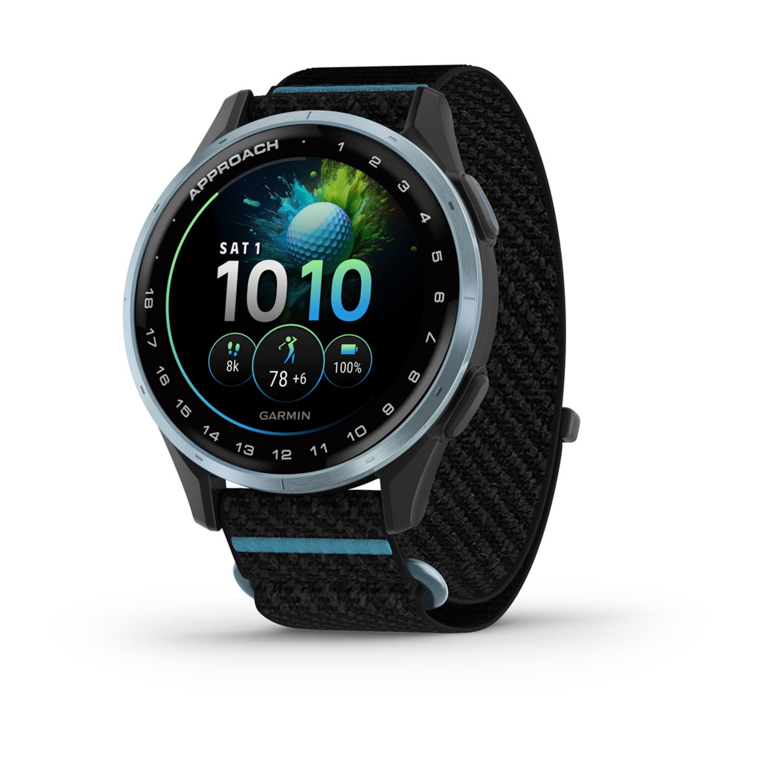 Approach J1 - Cloud Blue Aluminum Bezel With Black/Azure Comfortfit Fabric Band
