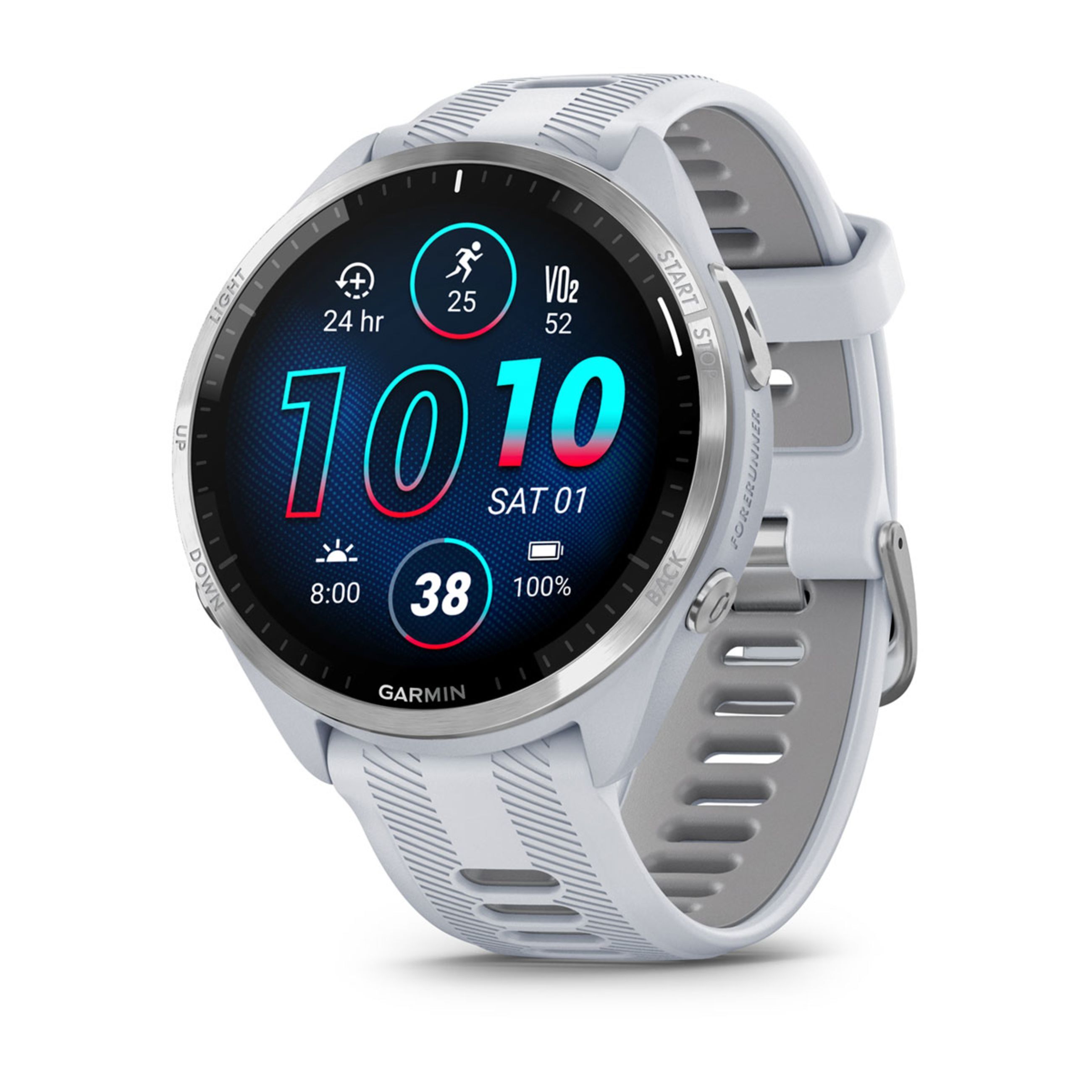 Forerunner 965 - Titanium Bezel With Whitestone Case And Whitestone/Powder Gray Silicone Band